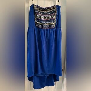 Royal blue strapless high low dress